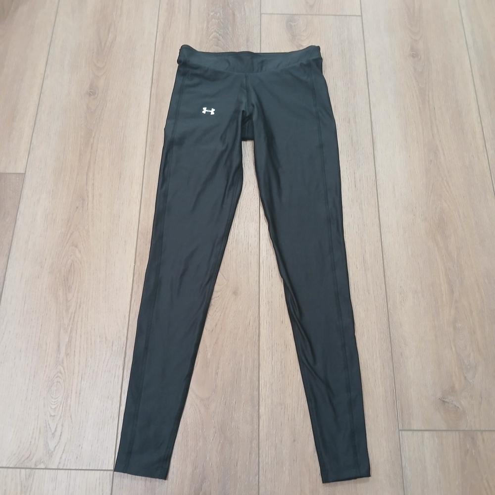 Under Armour Black Compression Leggings Small Athletic Workout Pants 13"x33" Gym